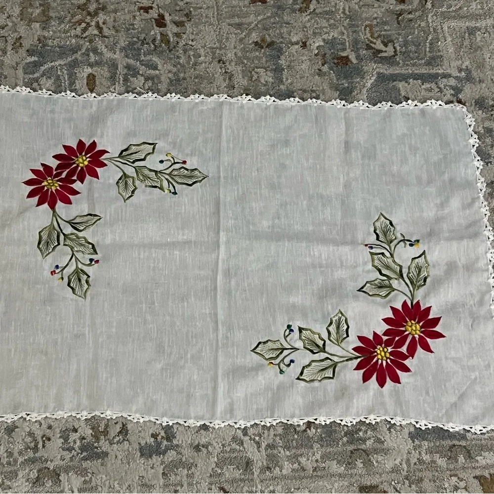 Embroidered Floral Table Runner